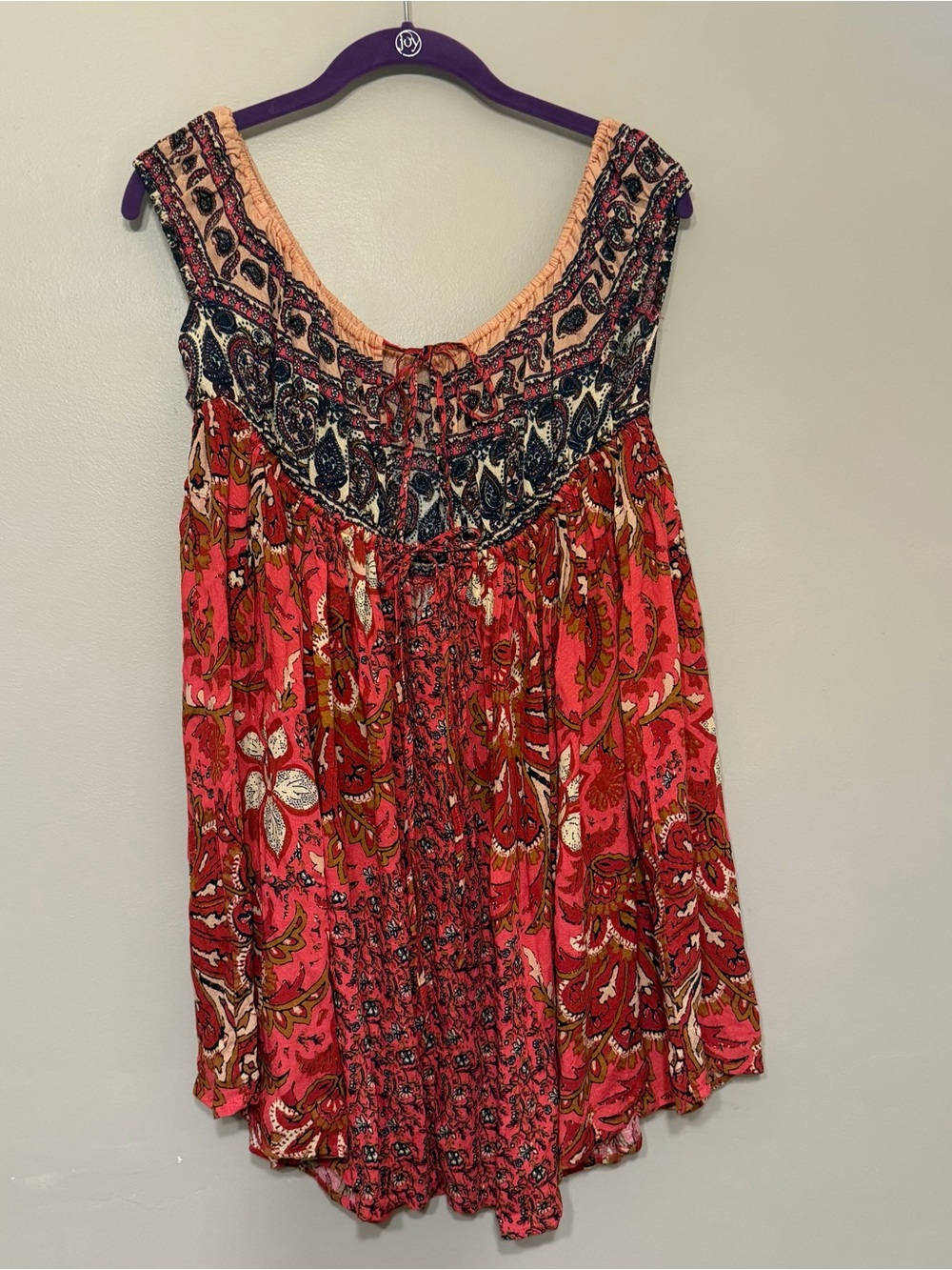 NWT Free People Intimately Bali Mariposa Mini Dress Strawberry Combo L